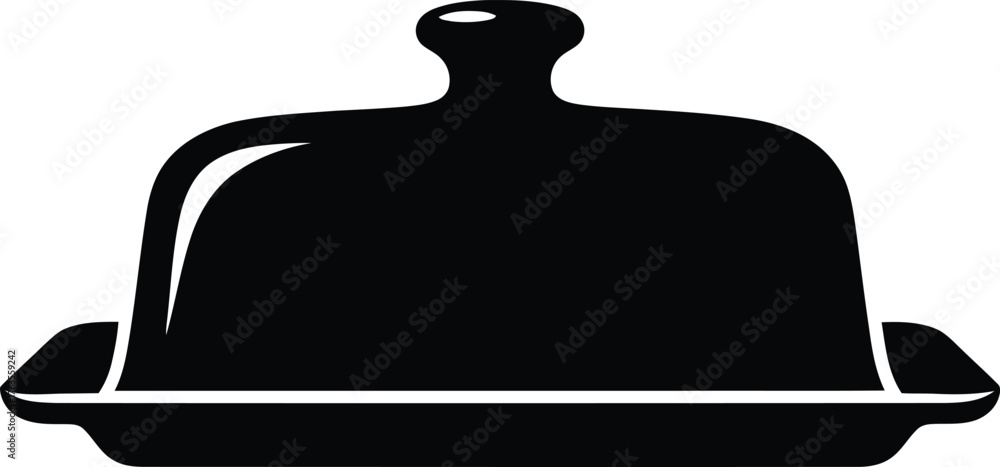 Obraz premium Black Food Dome Cloche Serving Tray Icon Vector Simple Glyph Illustration