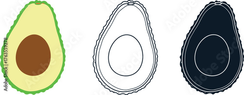 Avocado fruit drawing set healthy food vector illustration