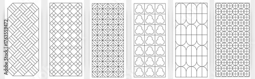 Abstract black and white geometric seamless vector backgrounds with floral, diamond, and polygon shapes for wallpaper, textile, and surface design