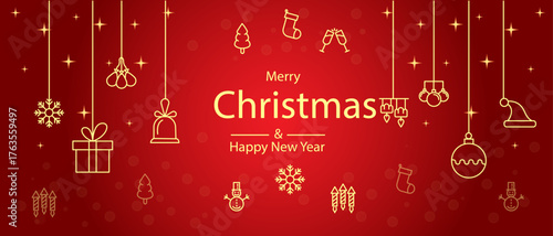 Merry Christmas Background | Festive holiday vector design with snowflakes, christmas tree, gifts, lights, santa and winter elements | happy new year illustration