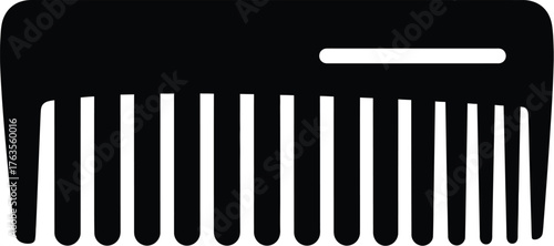 Isolated black comb for hair styling and grooming illustration