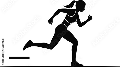 Woman running silhouette fitness training cardio exercise step