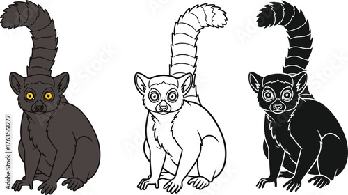 Ring tailed lemur illustration vector art design template