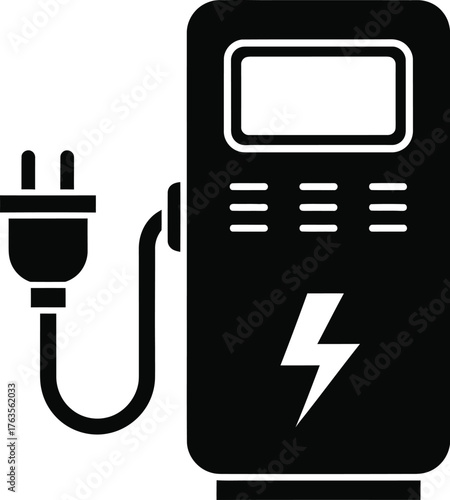 Electric vehicle charging station ev charger icon vector design