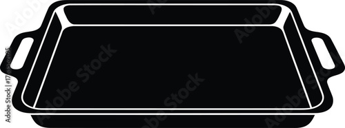 Baking Pan or Roasting Dish Black Icon Vector Silhouette Kitchen Cookware Tray Glyph