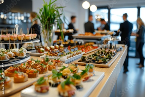 Variety of appetizers displayed at a corporate event