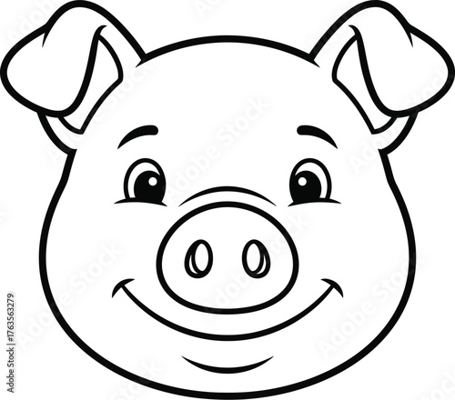 Pig coloring page cute animal drawing for kids and toddlers art