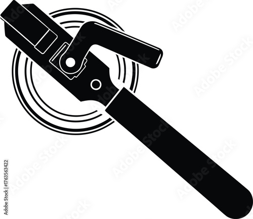 Simple Vector Can Opener Opening A Can Black and White Icon