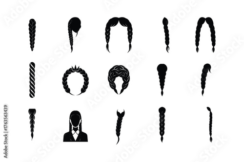 Braided Hairstyles Icon Set