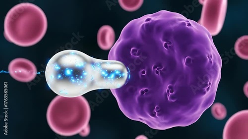 Nanobot Delivering Targeted Medicine into Diseased Cell - 3D Animation