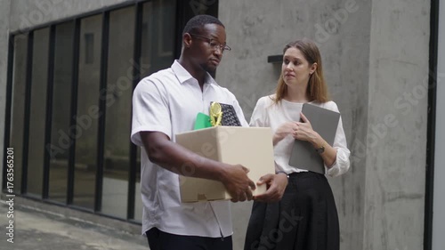 The unemployed person are stay together with friend for encouragement. Unemployment, Lay off, life 's crisis.