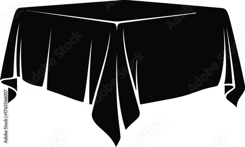 Black Silhouette of Table Covered with Draping Cloth Vector Icon Symbol