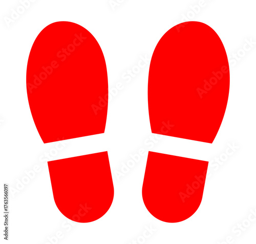 足跡 靴跡 シルエット ピクト アイコン レッド