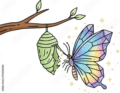 Butterfly Transformation A Colorful Illustration of Metamorphosis from Chrysalis
