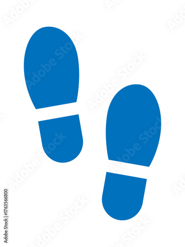 歩く 足跡 靴跡 シルエット ピクト アイコン ブルー