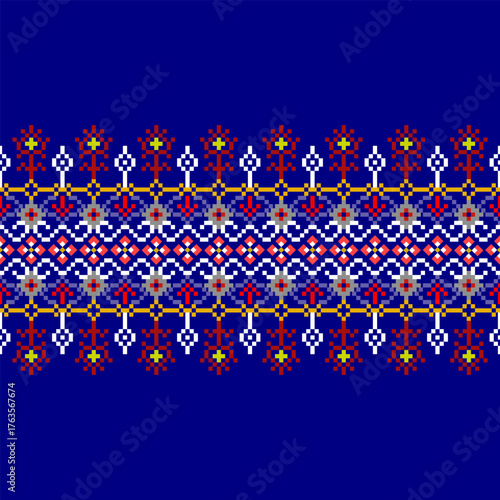 Tribal ethnic vector texture. Seamless striped pattern in Aztec style. Folk embroidery. Indian, Scandinavian, Gypsy, Mexican, African rug.