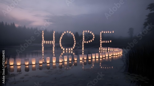 Glowing “Hope” text. Bright, inspirational, and modern design perfect for motivational graphics, holiday themes, or uplifting messages.