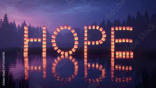 Glowing “Hope” text. Bright, inspirational, and modern design perfect for motivational graphics, holiday themes, or uplifting messages.