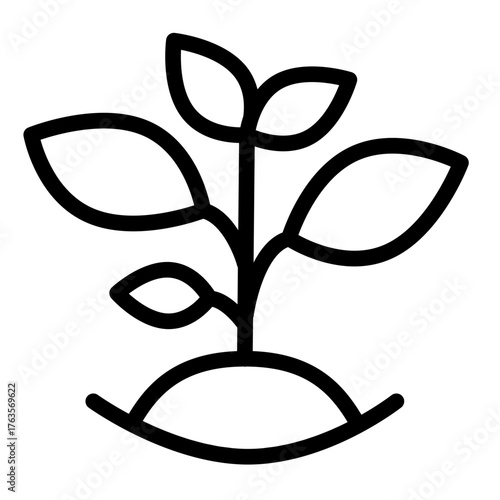 Plant in hole with soil line icon, spring season concept. Vector graphics. Sprout in ground, gardening sign on white background, style icon mobile or web design.