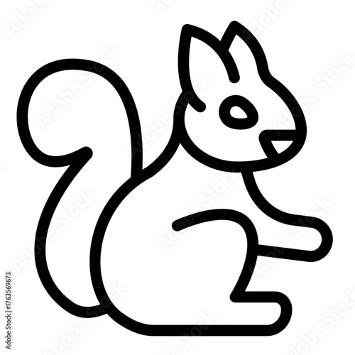 Squirrel with bushy tail line icon, spring season concept. Vector graphics. Forest squirrel, animal sign on white background, style icon mobile or web design.