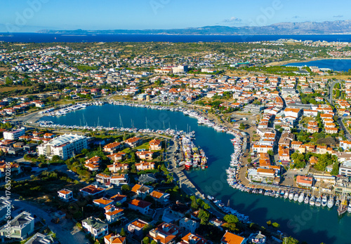 Fototapeta Naklejka Na Ścianę i Meble -  Cesme coastline drone view in Turkey