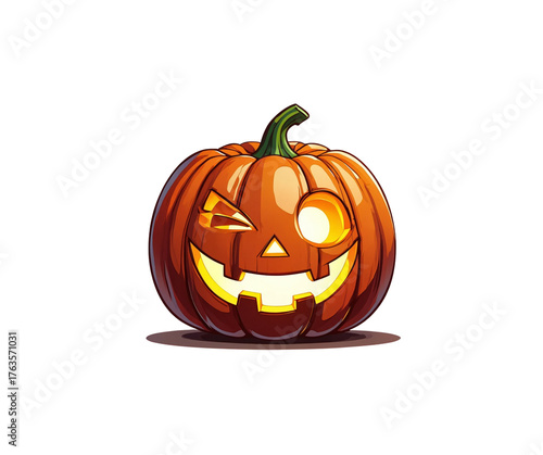 Set of cute Jack-o'-lantern vector icons with funny expressions