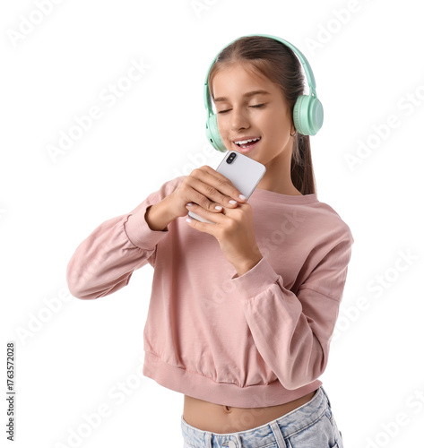 Teenage girl in headphones ...