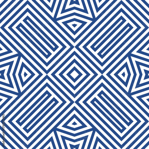 Seamless pattern. Checks, kites, lines ornament. Geometrical backdrop. Abstract background. Ethnic motif. Geometric figures wallpaper. Digital paper. Ethnical textile print. Web design. Vector artwork