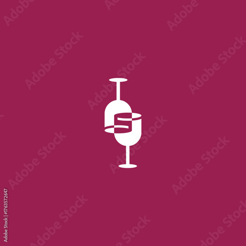 S letter double glass of wine logo idea.