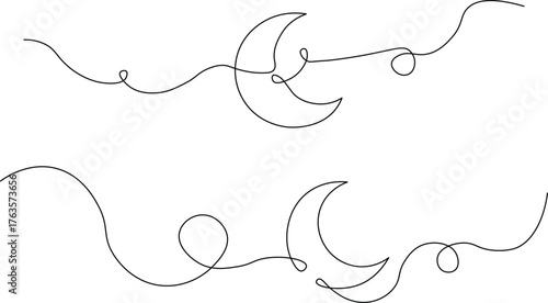 Elegant crescent moon line art for dreamy branding, celestial designs, and magical night themed projects, perfect for minimalist and modern aesthetic needs.