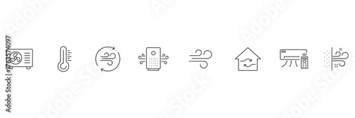 Air conditioning, ventilation, cooling, airflow, indoor climate, purification, air quality, temperature control, hvac, energy efficient icon vector illustration