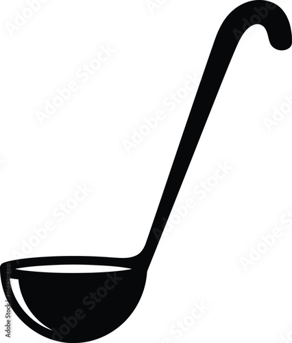 Simple Kitchen Ladle Icon Vector Silhouette Black and White Utensil for Soup or Sauce