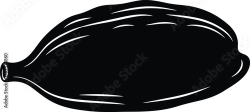 Black and white vector icon of a whole cardamom pod spice silhouette illustration