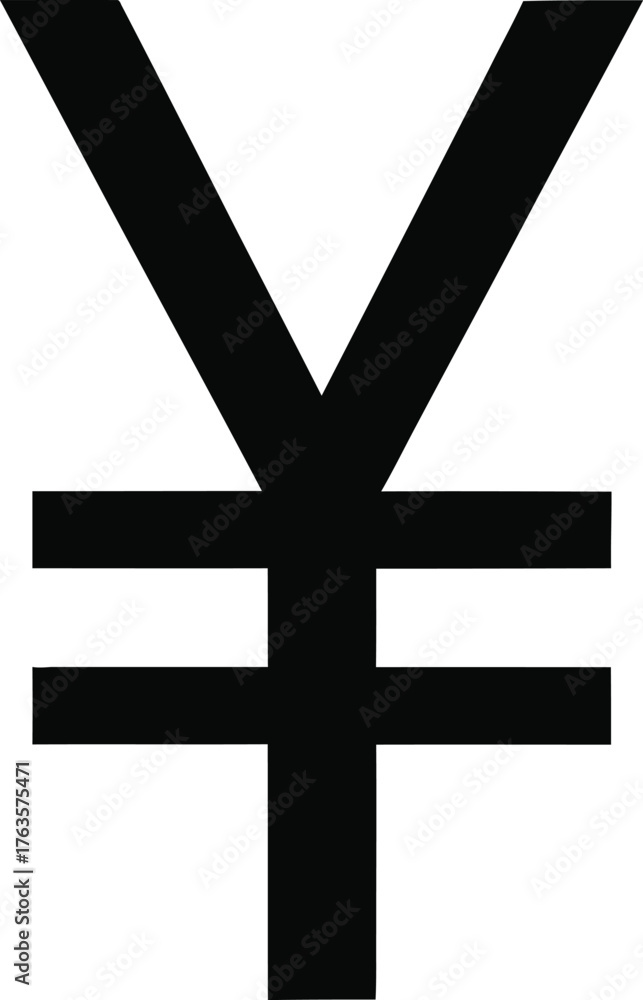 Obraz premium Black Yen or Yuan Currency Symbol Vector Icon Minimalist Flat Design for Finance and Global Business