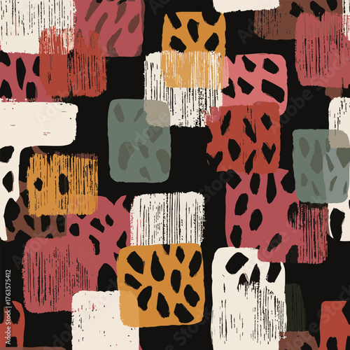 Seamless abstract geometric boho pattern. Minimalist animal print fabric pattern. Vector illustration.