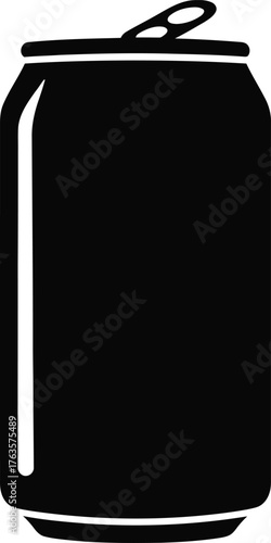 Soda Can Silhouette Vector Icon Black Simple Design