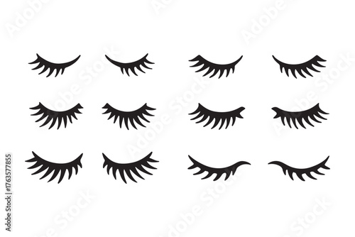 eyelashes clipart set vector illustration