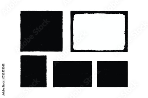 Overlay texture frames with paper fold effect and rough dirty scratches. Old blank overlay texture set with effect damaged, dust, grunge strokes, creases. Torn paper with creases. Grunge punk frames.