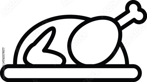 Roasted chicken vector icon thanksgiving dinner poultry meat