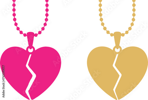 Broken heart pendant necklaces gold and silver jewelry design
