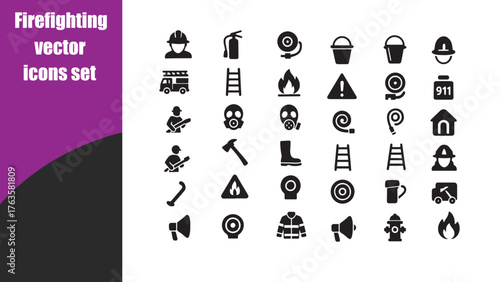 Firefighting vector icons set