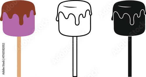 Marshmallow pops with chocolate drizzle vector illustrations