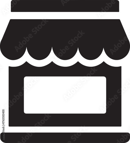 Glyph icon representing virtual store front in minimal style symbolizing online commerce.