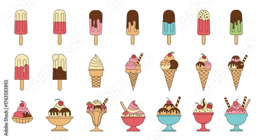 A delightful assortment of various ice cream treats and desserts.