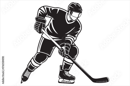 Hockey Players Silhouette Set  Sport Action Poses Vector Design