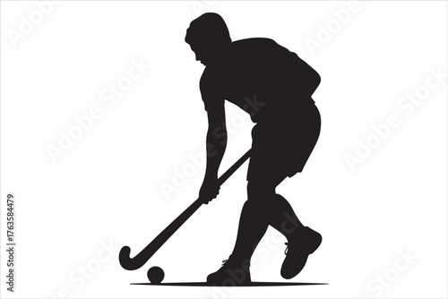 Hockey Players Silhouette Set  Sport Action Poses Vector Design