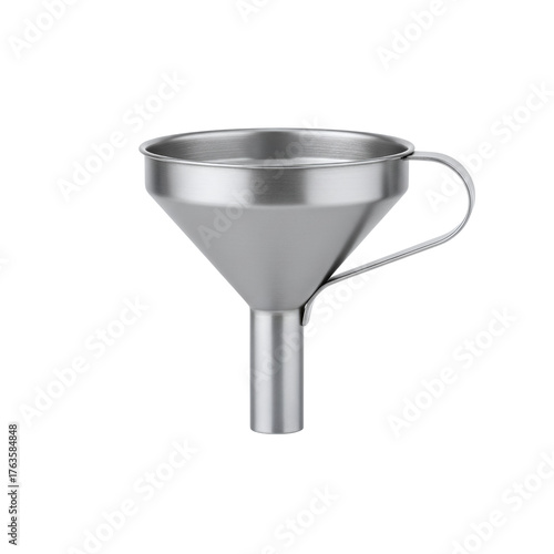 Stainless steel kitchen funnel isolated