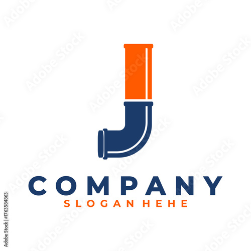 J Letter Vector Logo of Plumbing Pipe