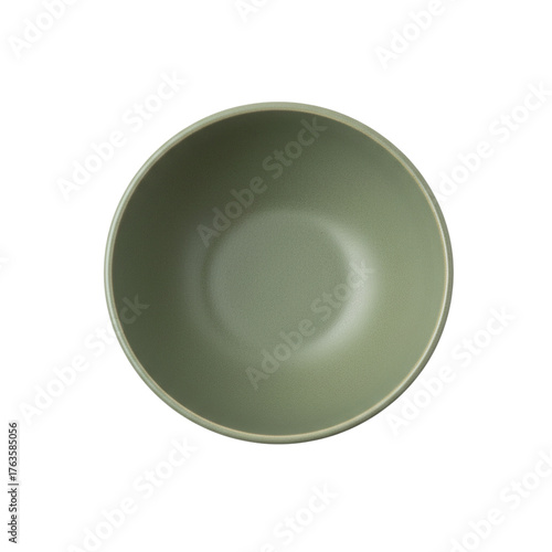 Empty green ceramic bowl from above