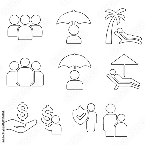Employee benefit web icons.